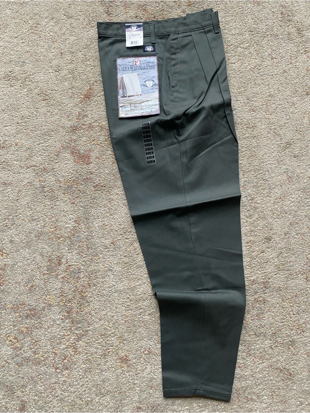 Women’s Wrinkle Free 100% Cotton Pleated Front Codet Pants Olive Green work NEW